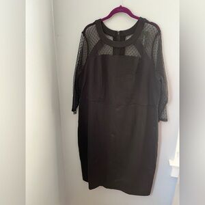 Lane Bryant Black Midi Dress with lace Sheer‎ Sleeves, size 20 plus,